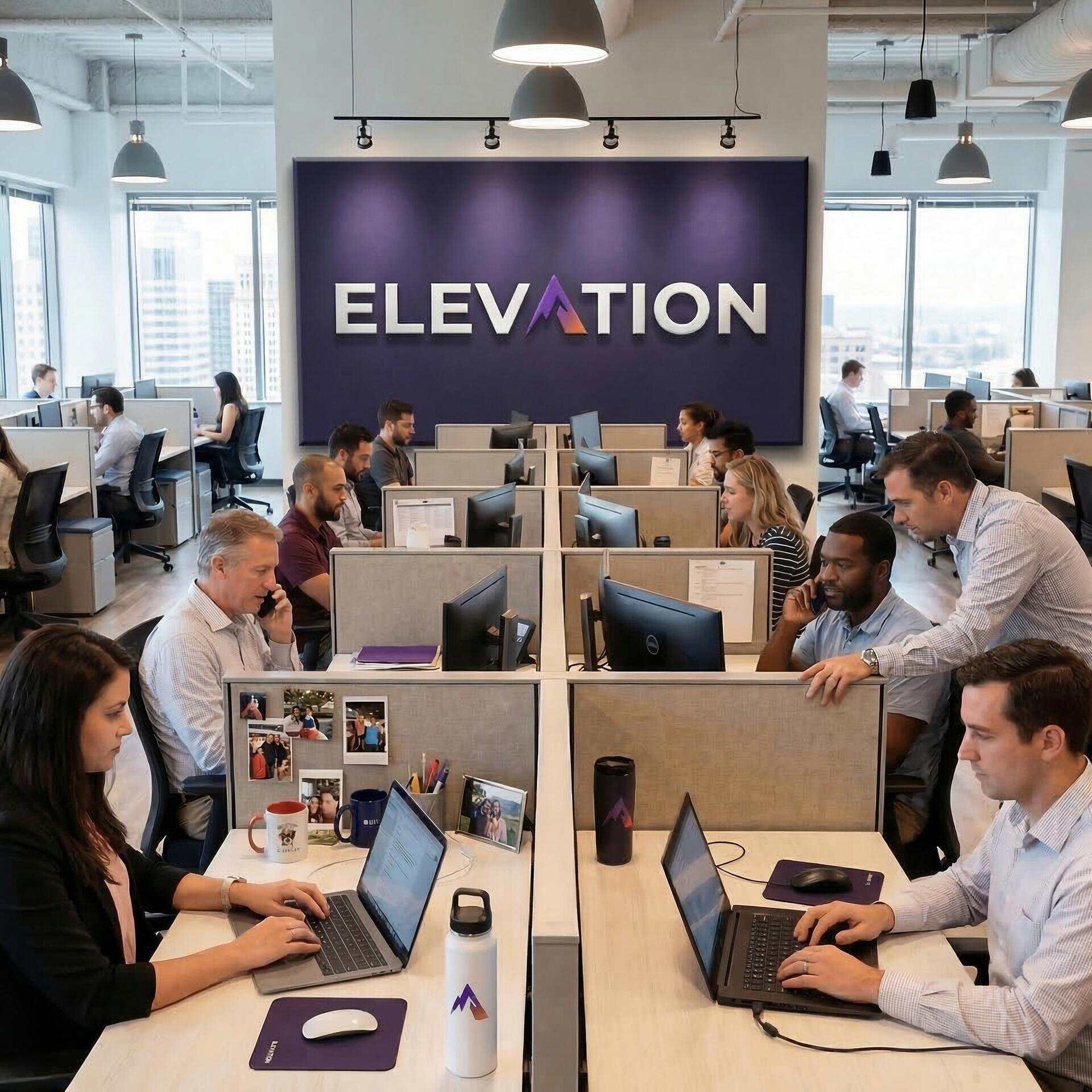 Elevation Energy team working in the office