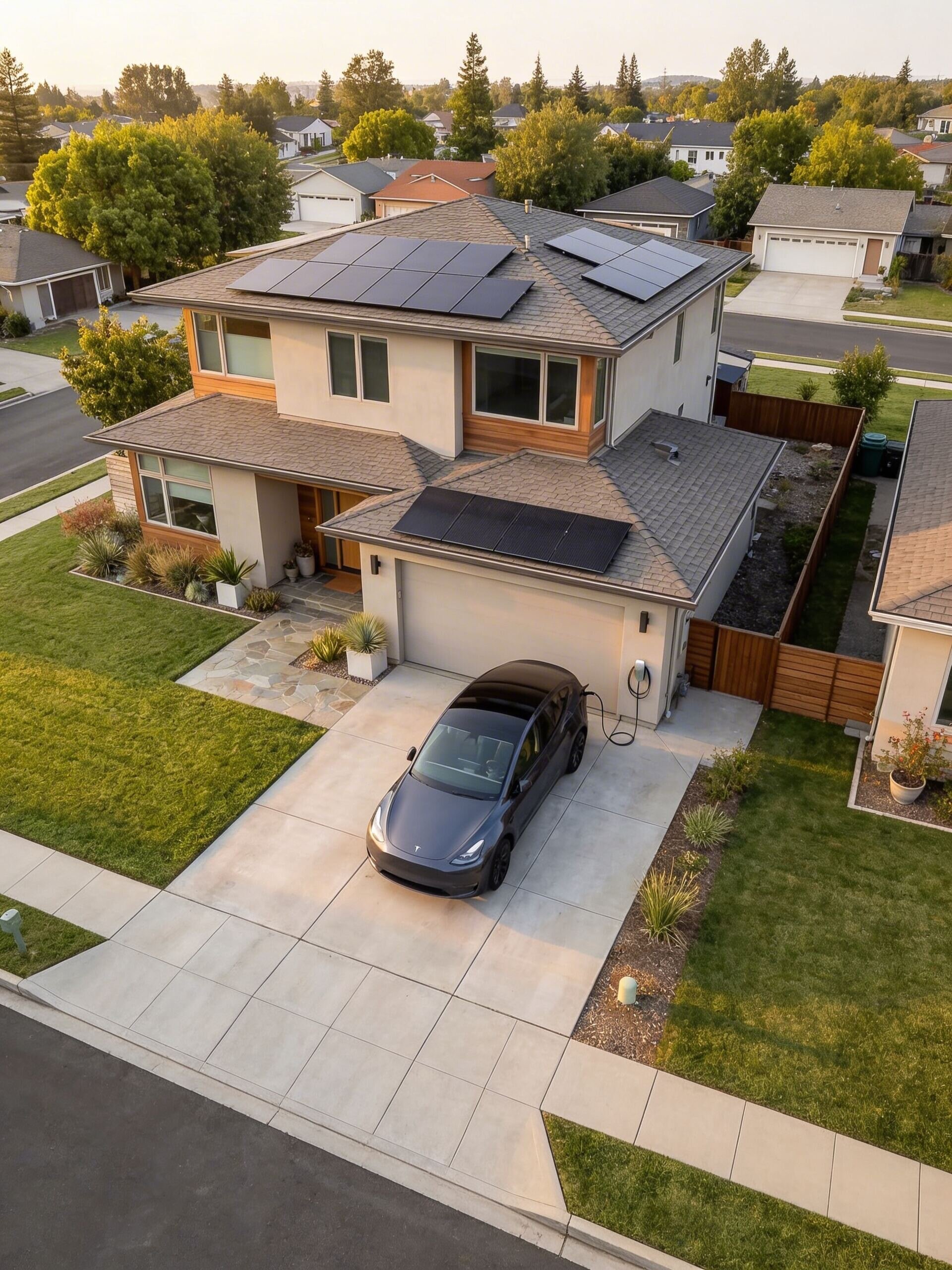 Beautiful American home with solar panels increasing property value